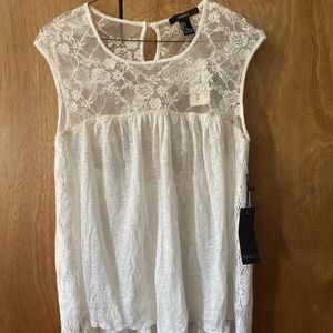 Forever 21 White Blouse small Floral Transparent